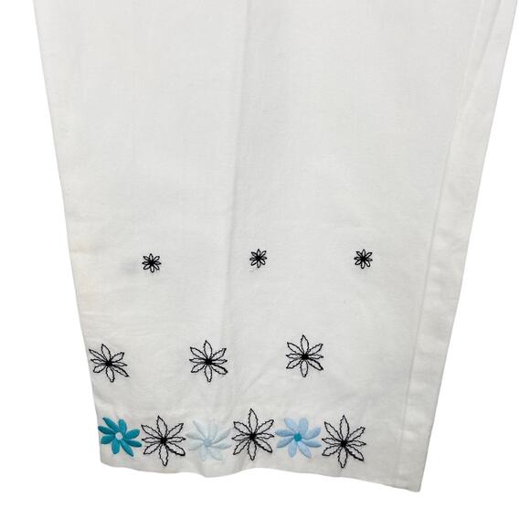 Ann Taylor LOFT Ann Pants Cropped 10 White Embroidered Flowers - Picture 4 of 11